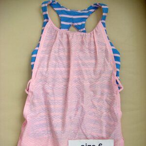 Ivivva Girl by Lululemon Twist And Flow Tank Top Double layer pink blue size 6